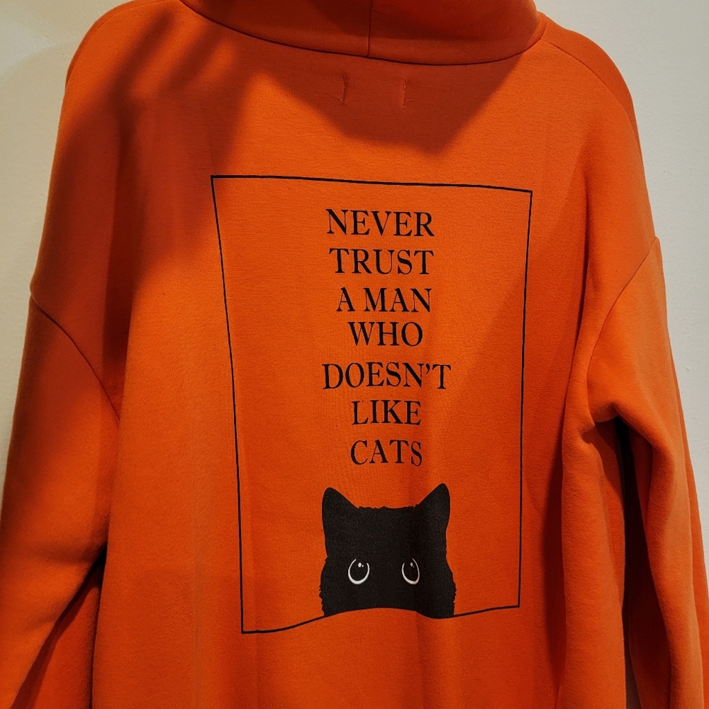 Unique Warm Hoodie Sweatshirt size One Size Black Cat Cute